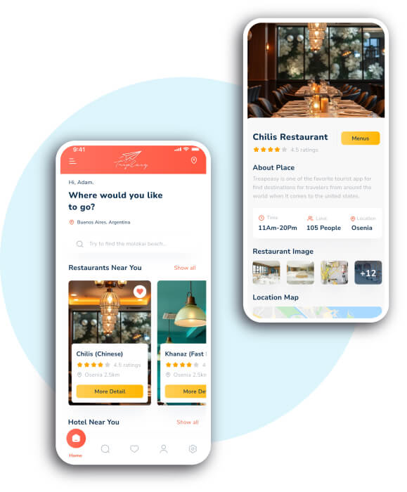 Two app screens
